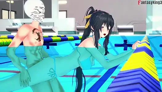 Rias & akeno lagi asik seks threesome sambil nelpon dan akeno ngentot di kolam renang umum - dxd ntr serial madness