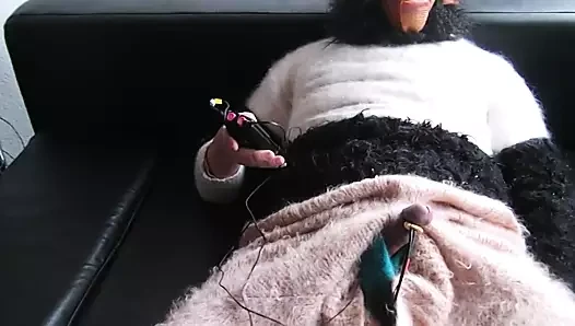 E-stim and ginger figging dressed in angora and mohair