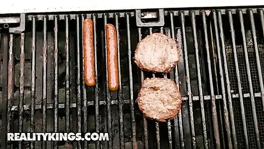 REALITY KINGS - Smoking Hot Sofi Ryan Grills Some Wieners And Gets Her Face And Big Natural Tits Covered In Cum