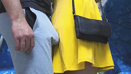 Stranger Touch her Butt without permission with his erection and CUMS Hard Inside Bus Vehicle by Girl's Hand