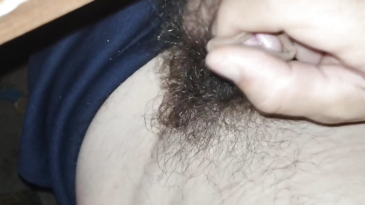 Masturbation with hairy cock