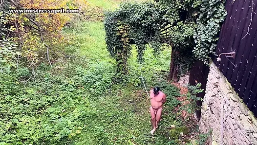 Domina Herrin april - Übung im garten