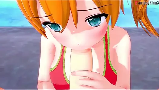 Orta yaşlı seksi bikinili oral seks - poketmonster