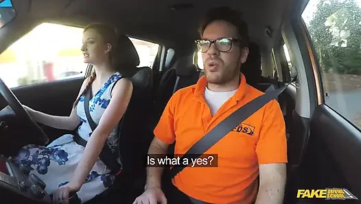 Fake Driving School - грязный секрет горячей рыжих: минет на улице и поклонение большим сиськам