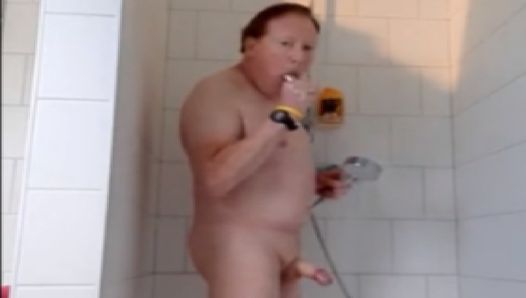Masturbating in shower, metal but plug, poppers, eating cum