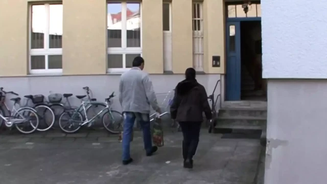The new neighbor invited him for coffee and let him fuck her hard and fist her!