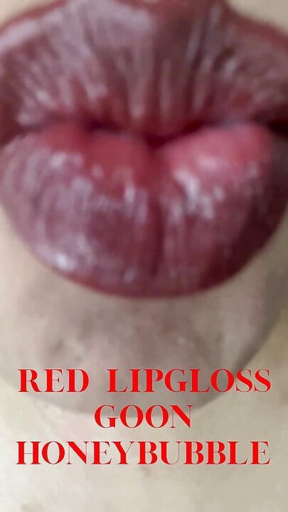 Menerapkan fetish bibir lipgloss merah, gooning, femdom, findom