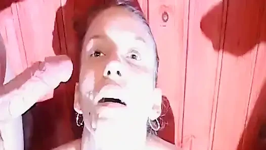 Horny Blonde in Wild Gangbang with Facial Cum Explosion