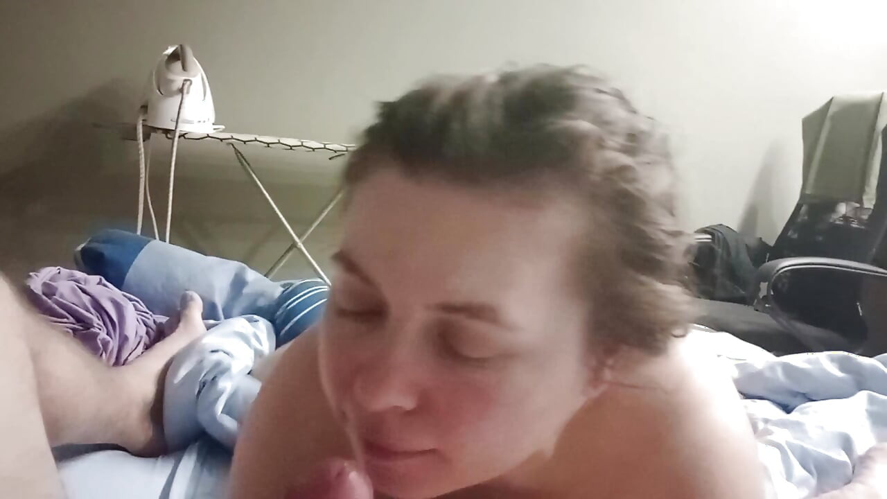 What a tits! Blowjob while watching a movie