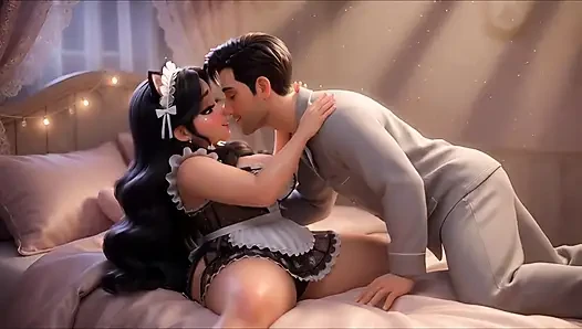 Obedient Maid Pleases Her Young Master (AI generated))