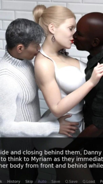 Must-see moment from "AWAM - Sex scene - Interracial threesome blowjob at the club - kimmytoons"