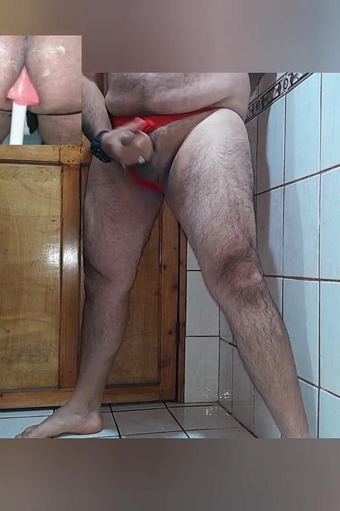 Nice Cum Using Red Thong