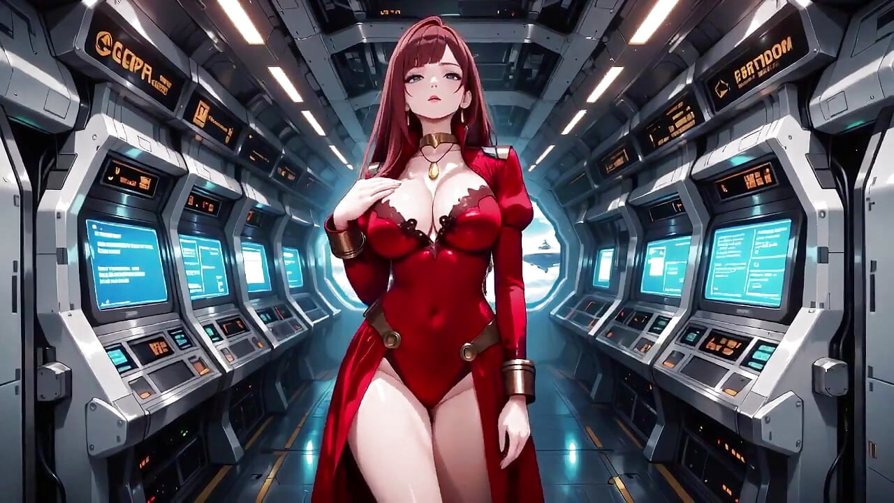 Фантазия с червенокоса пилотка! От научнофантастическа кабина до лична спалня, червената униформа среща мързеливо домашно облекло