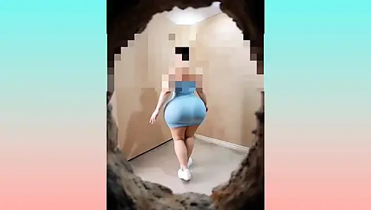 big-bootied rich woman in fitting room