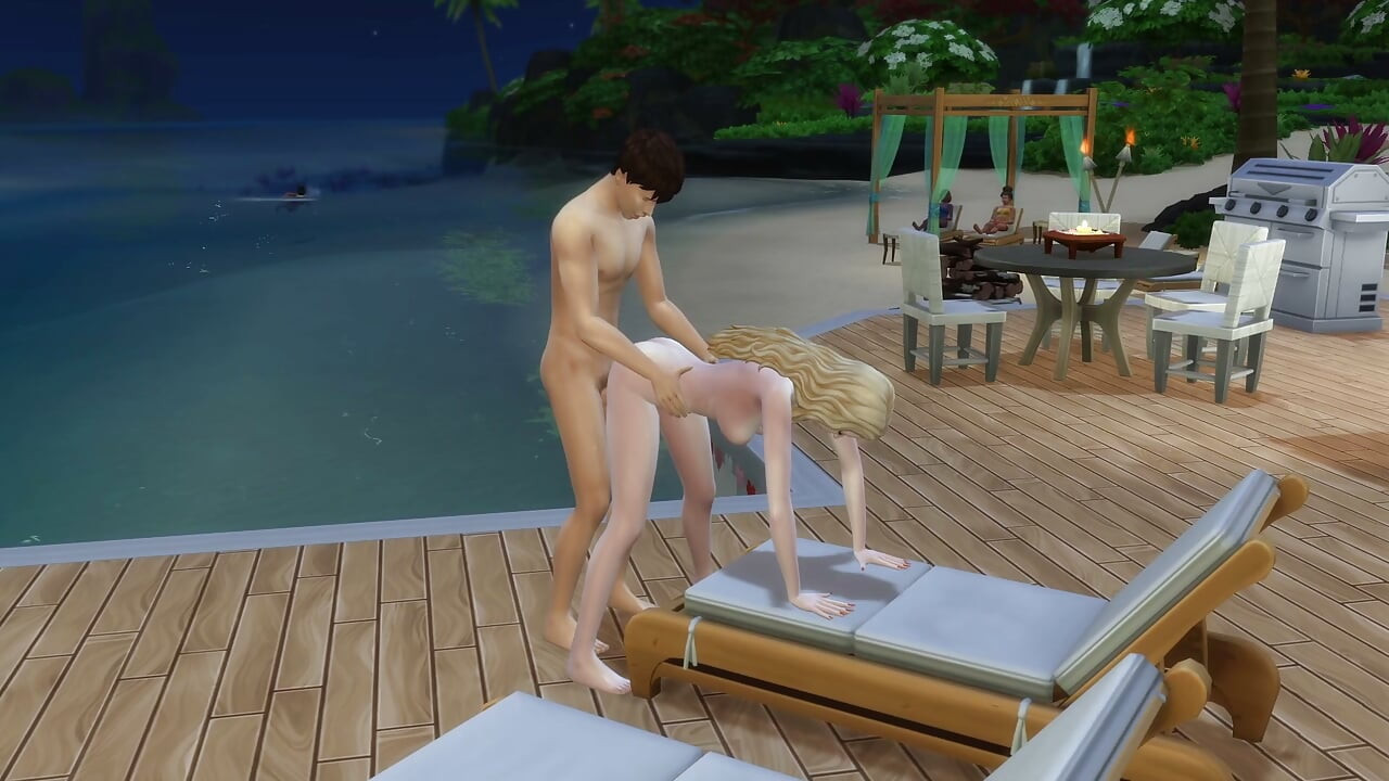 Couple gets excited on a day at the beach