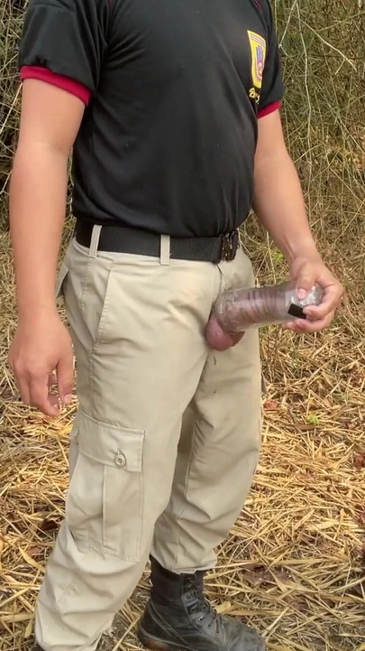 Emotional moment from "Thai uniform with sex toy outdoor"