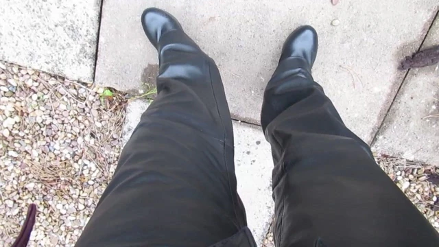 Leather trousers and booted
