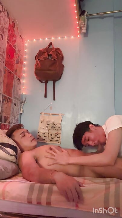 Filipino Twink's Huge Cock Gets Sucked Hard by Slim Asian Boy