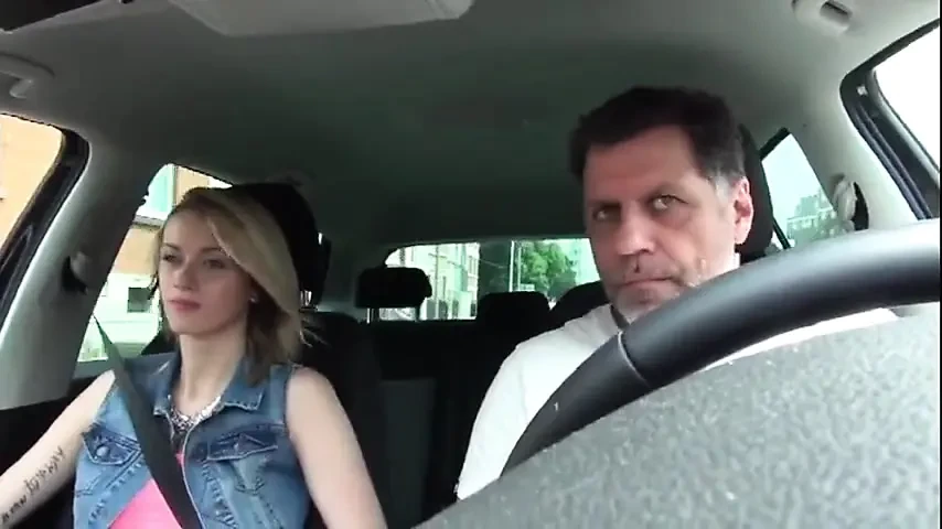 Sugar Daddy Takes a Skinny Hitcher Girl with Very Flat Tits Home to Have Some Fun