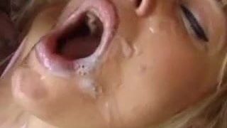 Sperma kwijlen in het gezicht