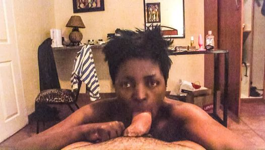 Real Ebony Amateur in Homemade Interracial POV Tape