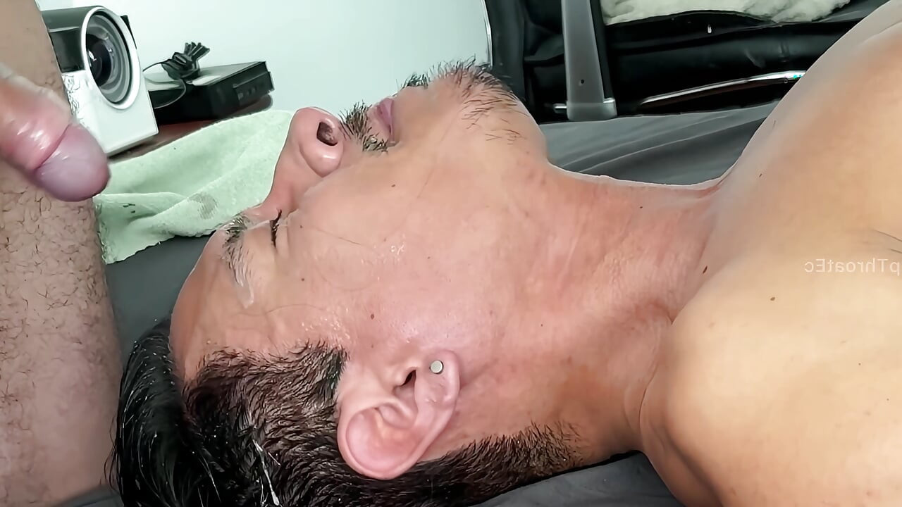 Nonstop hard throat pounding, drooling like a whore until I flood him.
