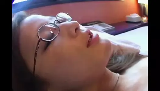 Japanese girl with glasses fucked in pov