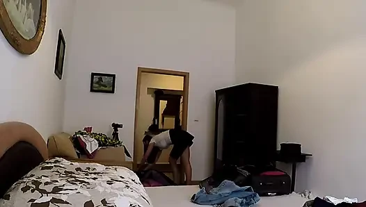 Amateur babysitter cam in girls cloakroom captures no panties