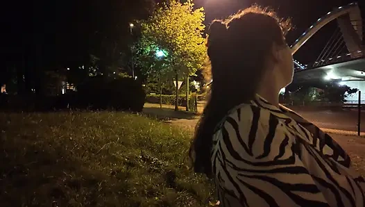 An exhibitionist came to a whore at the spot. She doesn't know what to do with him.