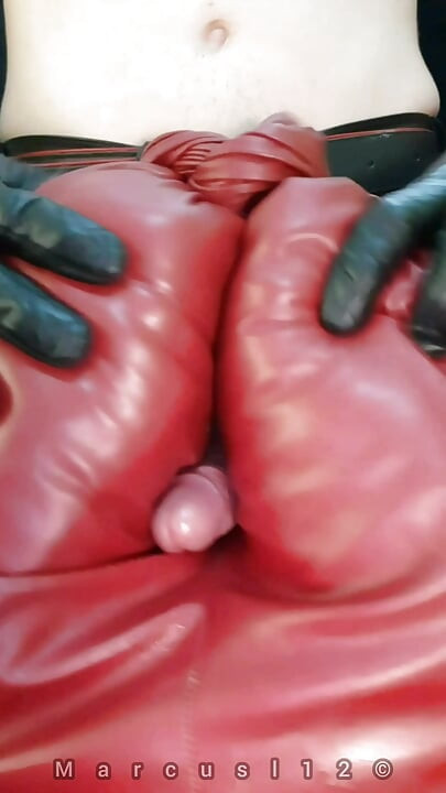 Red Leather Ass Driving Her Man Crazy