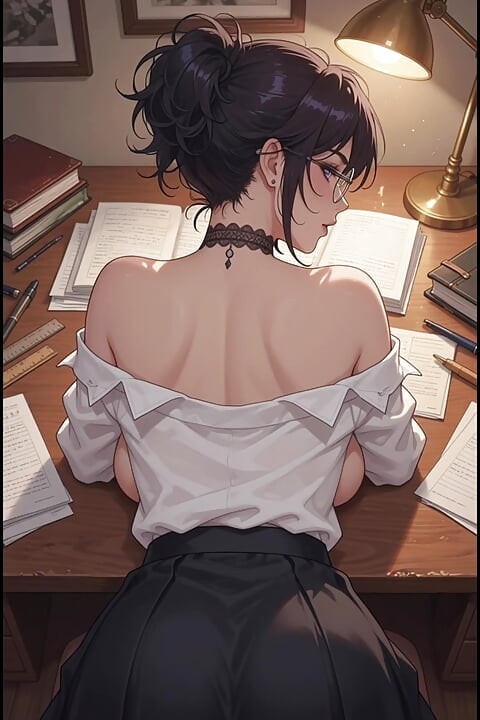 Seksikäs tutor-anime-nainen, joka opiskelee kiimaista