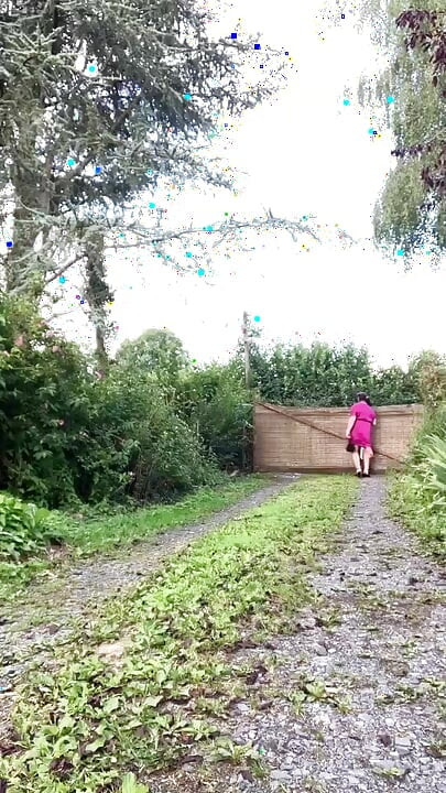 In outfit with a new fuchsia dress for an evening