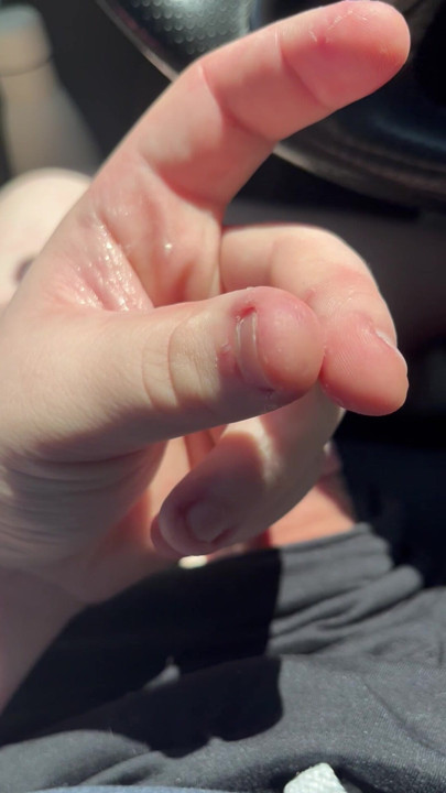 heavy precum in the car parked in public lot