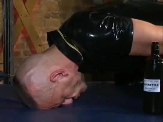 Skinhead Gets Bareback in Latex Suit