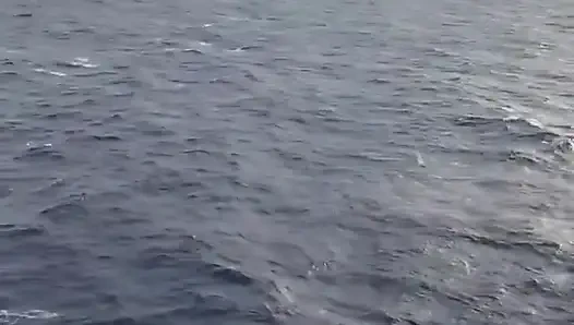 Monika Fox bir yolcu gemisinin güvertesinde çıplak poz ediyor