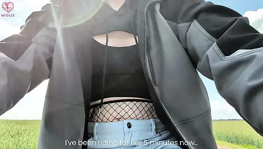 Having Fun with My Huge Toy on My Bike Ride