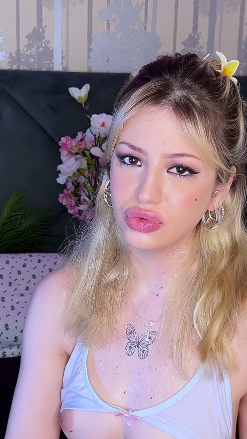 Smoking Fetish First Cigarette French Topless 100s Smoke & Breast Tease