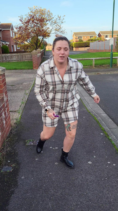 Flashing and spreading pussy in public
