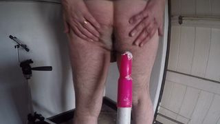 Ass stretching play with homemade pipe dildo.