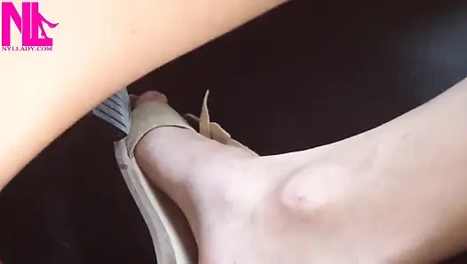 Crazy Barefoot Pedal Pumping on High Way