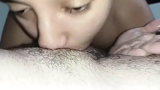 jerking my hard dick hard and falling in my mouth with her big lips