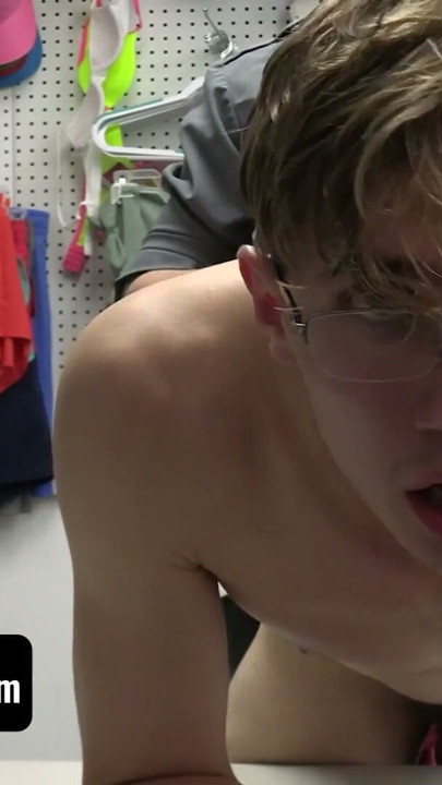 Young Perps - Horny Security Guard Brings Young Thief To The Backroom And Makes Him Drain His Cock | Clip 2