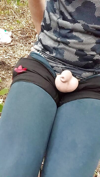 Wild jerking off at the edge of the forest, screaming with lust
