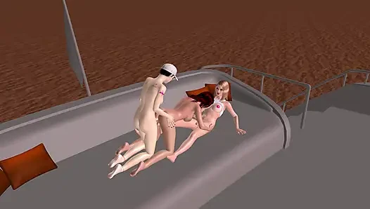 One Stunning Shemale Blowbanged Doggy-style by Another in 3D Threesome Hentai