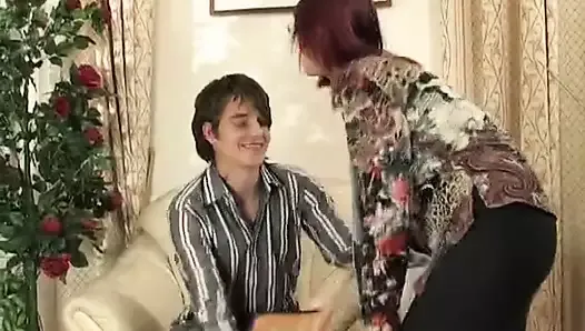 Young guy seduces mature woman