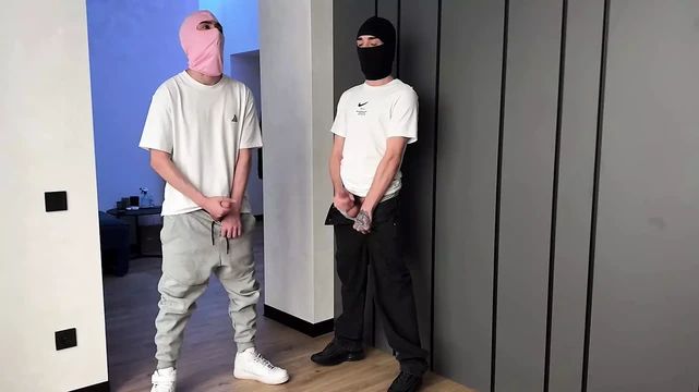 Masked dudes jerking off and CUM