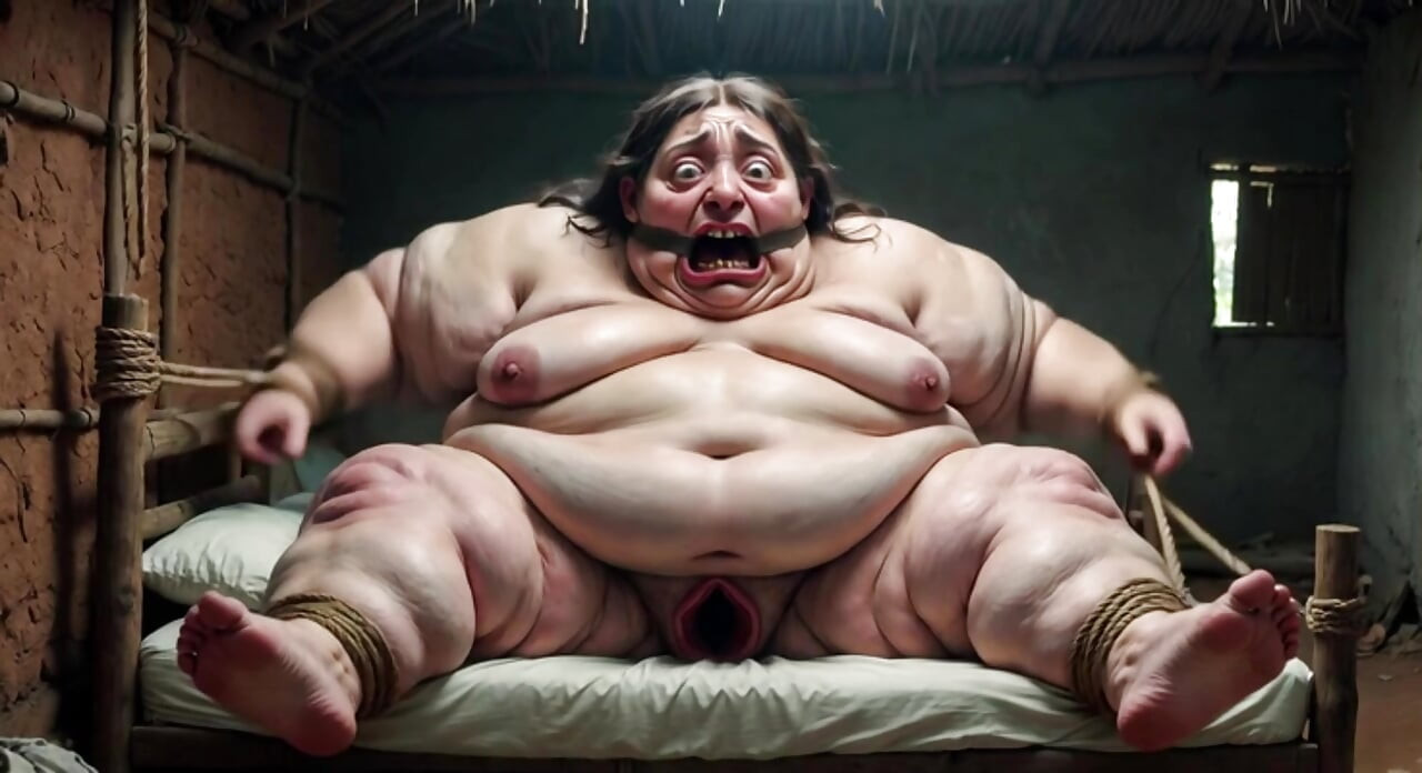 Wanhopige ssbbw in touwbondage - druipend dik breed poesje
