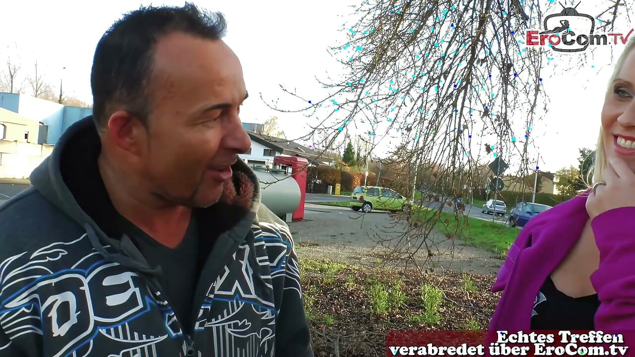 German blonde milf persuaded to fuck on the street