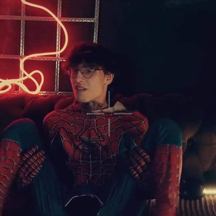 Spider Man Costume. Bottom Boy a Pose. Ass Hole