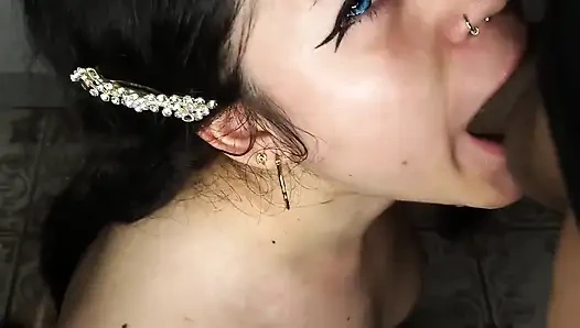 Slutty and Horny Doll Wants to Swallow Cum - Amateur Blowjob